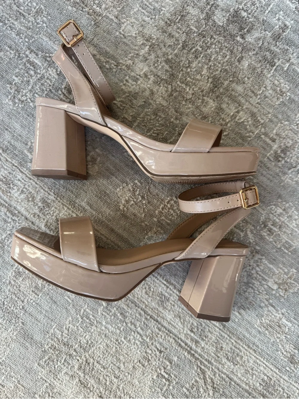 Cushionaire Nude Patent Platform Dress Sandals